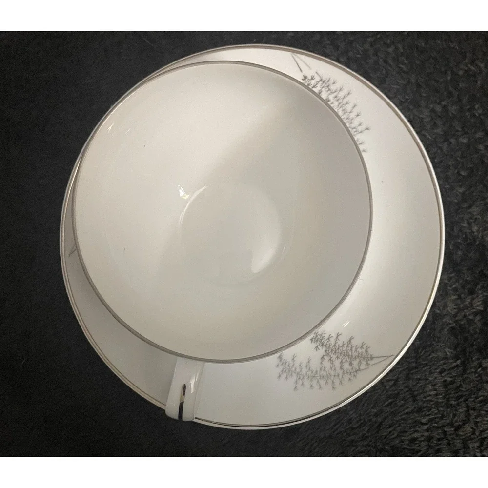 Fukagawa China Arita Silver Bamboo # 714 Cup and Saucer